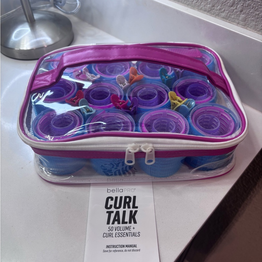 bellaPRO Curl Talk 50 Volume Hair Rollers in Purple with Pink Case
